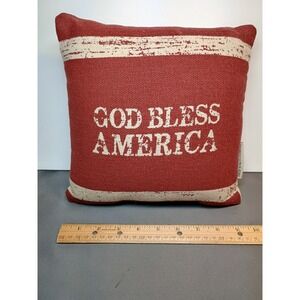 Primitives by Kathy God Bless America Patriotic Stars Small Pillow 10x10 Red